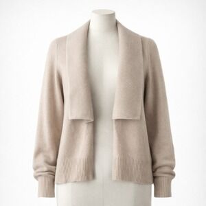 J Crew Cashmere Wool Open Front‎ Cardigan Size XS Tan Minimalist Luxury Staple